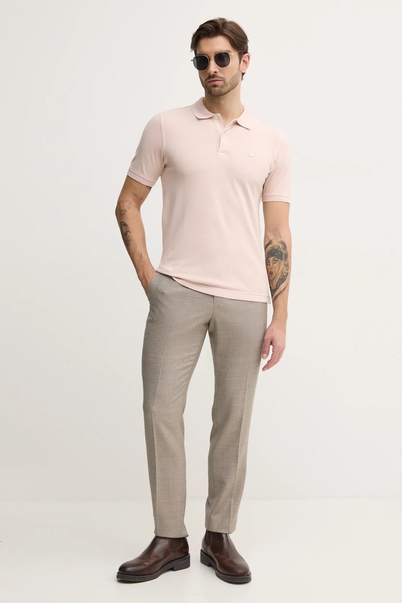 United Colors of Benetton polo tričko pánske bavlnené s elastanom 3WG9U301Z ružová AA00