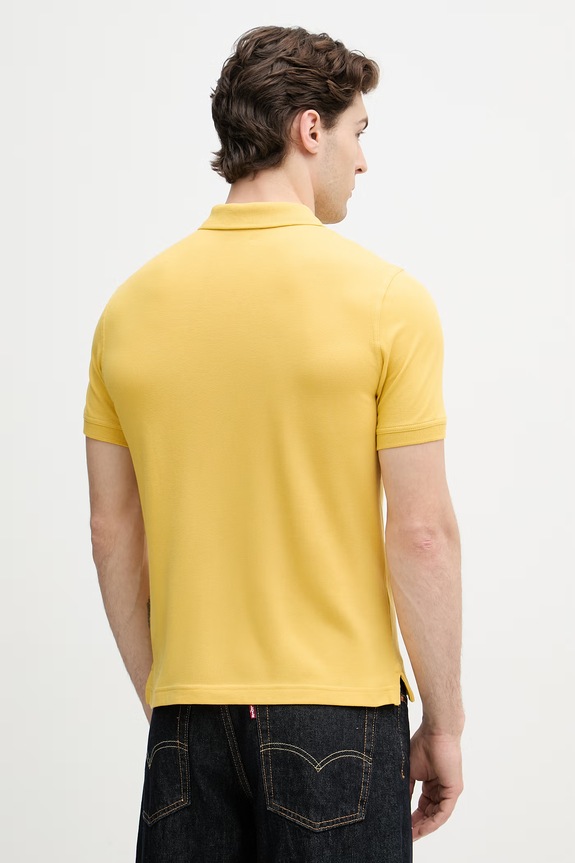 Odzież United Colors of Benetton polo męskie bawełniane z elastanem 3WG9U301Z żółty