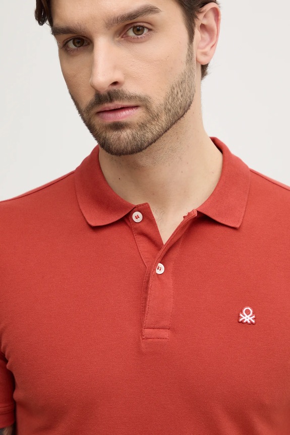 United Colors of Benetton polo bărbătesc din bumbac cu elastan portocaliu 3WG9U301Z