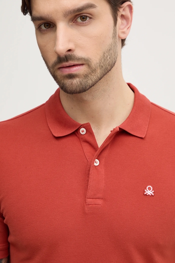 United Colors of Benetton polo bărbătesc din bumbac cu elastan portocaliu 3WG9U301Z