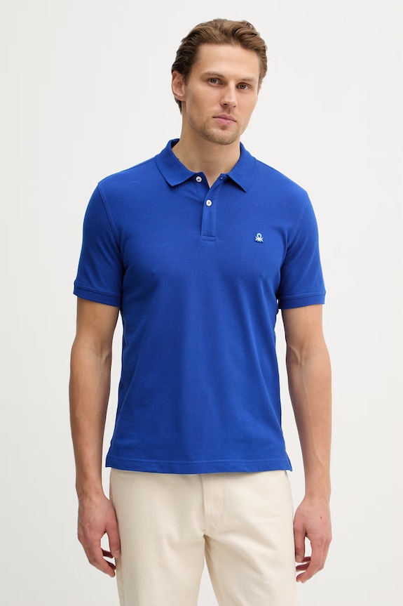 United Colors of Benetton polo bărbați din bumbac cu elastan violet 3WG9U301Z