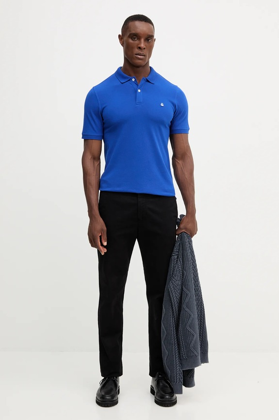 United Colors of Benetton polo męskie bawełniane z elastanem 3WG9U301Z niebieski AA00