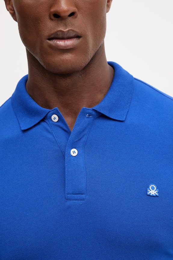 United Colors of Benetton polo męskie bawełniane z elastanem 3WG9U301Z niebieski