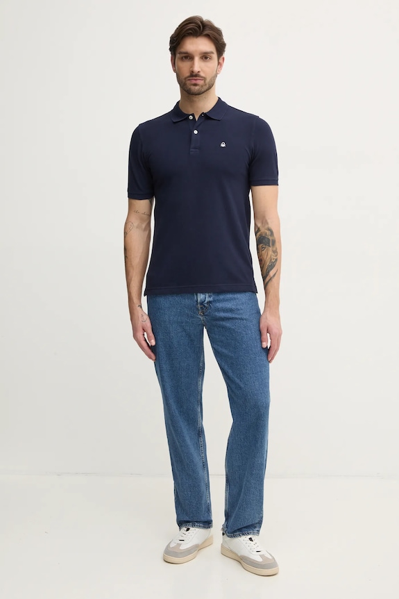 United Colors of Benetton polo męskie bawełniane z elastanem 3WG9U301Z granatowy AA00