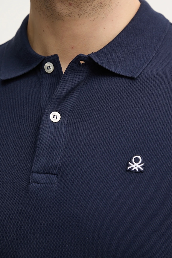 United Colors of Benetton polo męskie bawełniane z elastanem 3WG9U301Z granatowy