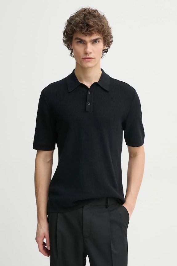 Polo majica Rag & Bone bez uzorka crna MBS22S018KI18