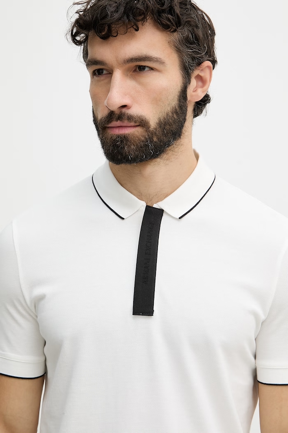 Armani Exchange polo majica za muškarce od pamuka bijela XM001285.AF10366.NOS
