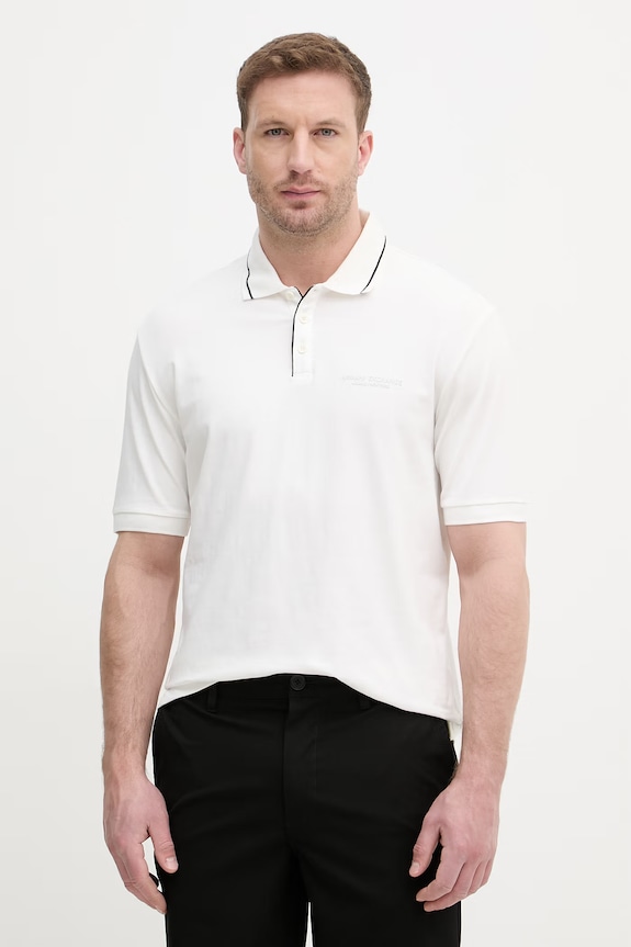 Armani Exchange polo tričko pánske s bavlnou biela XM001557.AF10363.NOS