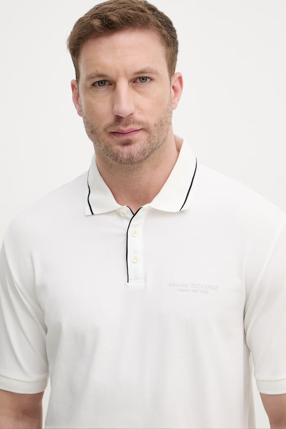 Armani Exchange polo tričko pánske s bavlnou biela XM001557.AF10363.NOS
