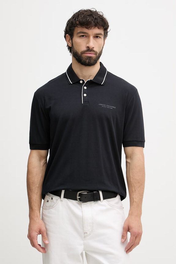 Armani Exchange polo bărbătesc cu bumbac bleumarin XM001557.AF10363.NOS