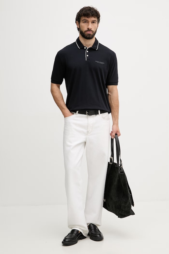 Armani Exchange polo bărbătesc cu bumbac XM001557.AF10363.NOS bleumarin AA00