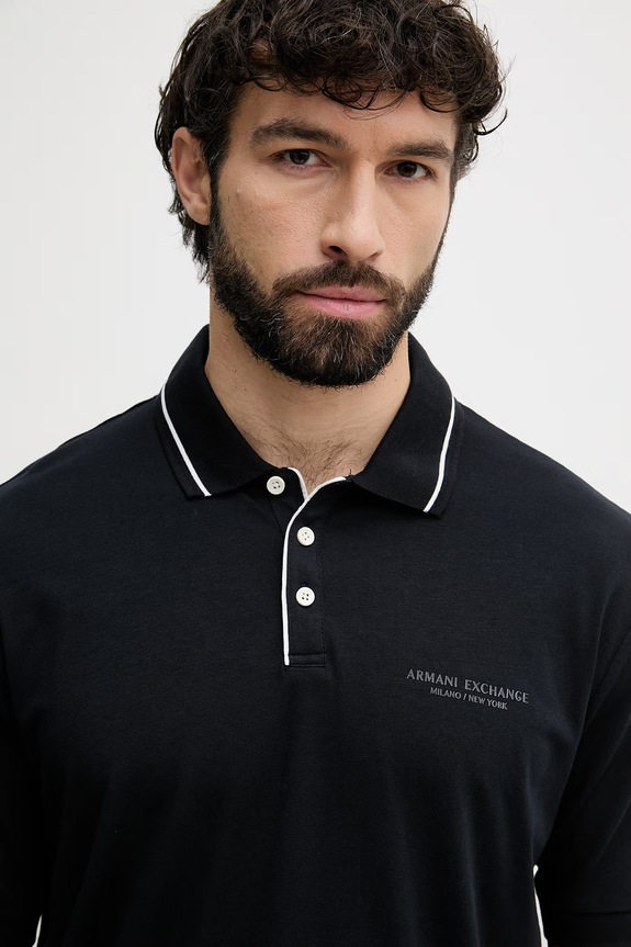 Armani Exchange polo bărbătesc cu bumbac bleumarin XM001557.AF10363.NOS