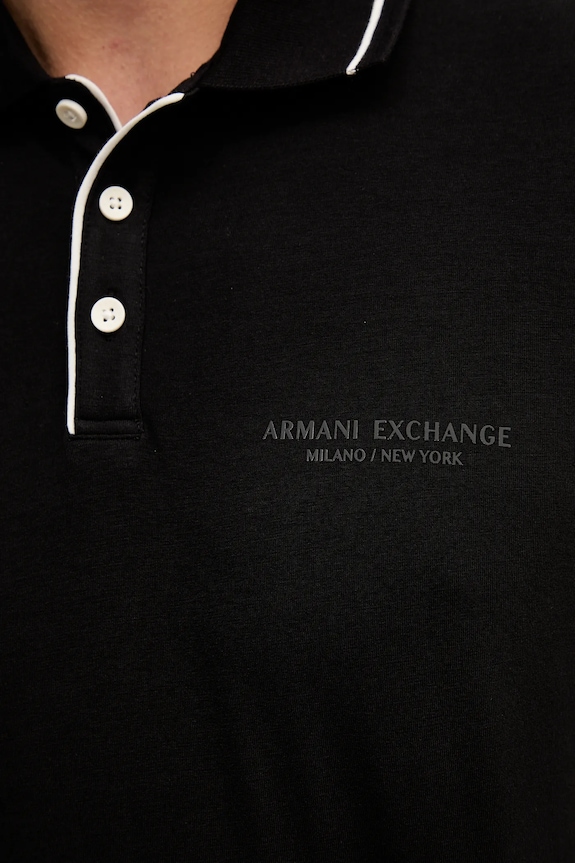 Armani Exchange polo bărbați cu bumbac XM001557.AF10363.NOS negru
