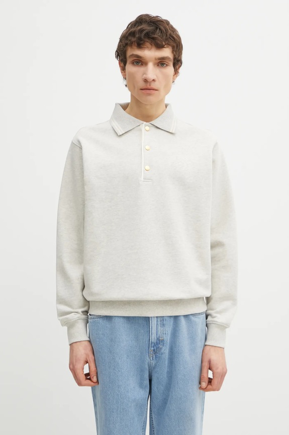 Drôle de Monsieur cotton sweatshirt Le Polo Drôle plain gray PERM.PL132.CO127