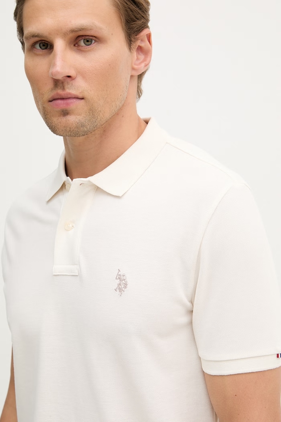 U.S. Polo Assn. polo męskie bawełniane DHM PIQUE beżowy MUP3312
