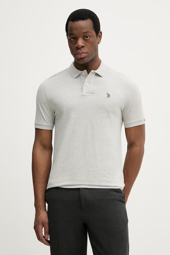 Pamučna polo majica U.S. Polo Assn. DHM PIQUE bez uzorka siva MUP3312