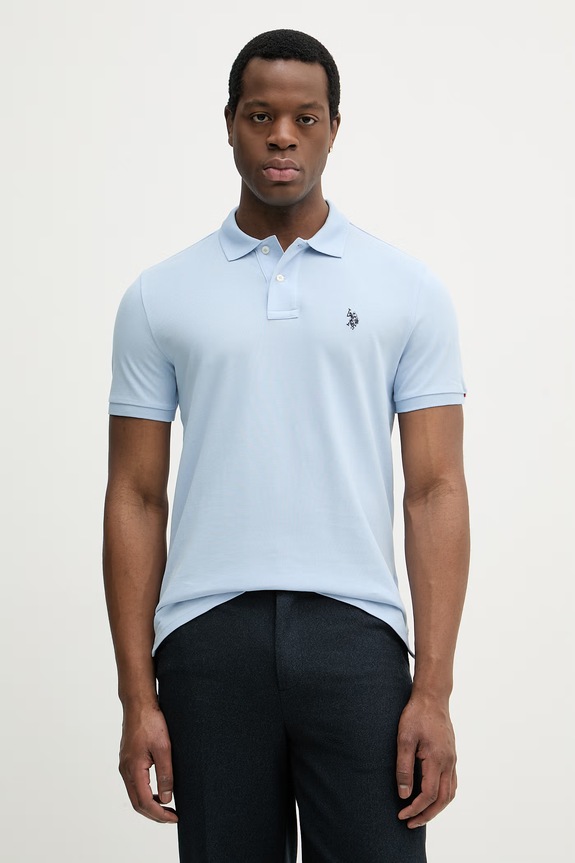 Pamučna polo majica U.S. Polo Assn. DHM PIQUE bez uzorka plava MUP3312