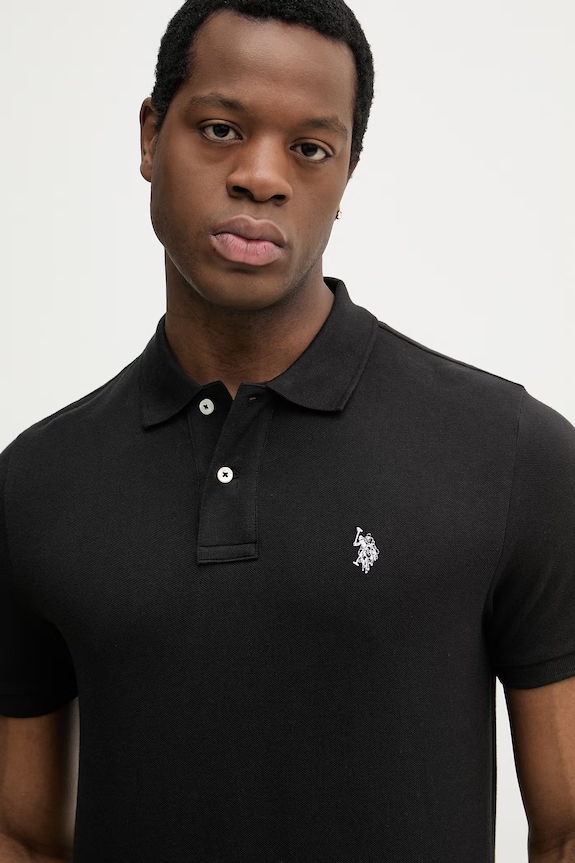 Pamučna polo majica U.S. Polo Assn. DHM PIQUE crna MUP3312