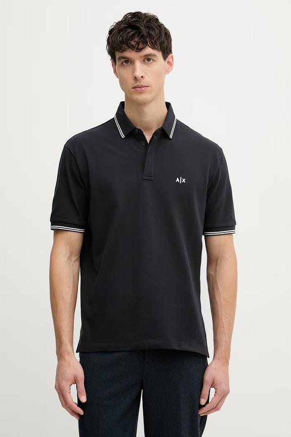 Armani Exchange polo męskie bawełniane z elastanem granatowy XM001287.AF17321.NOS