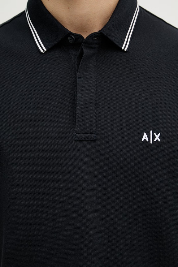 Armani Exchange polo męskie bawełniane z elastanem XM001287.AF17321.NOS granatowy