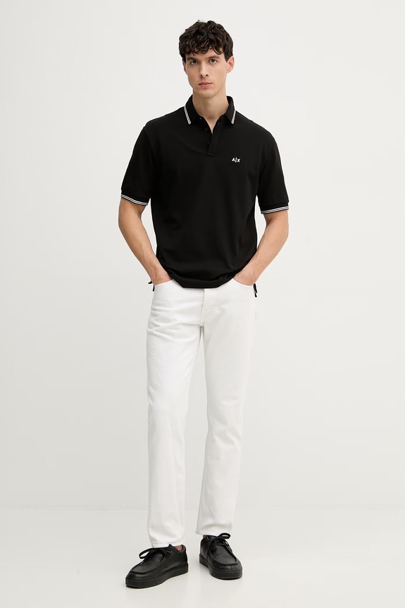 Armani Exchange polo tričko pánske bavlnené s elastanom XM001287.AF17321.NOS čierna AA00