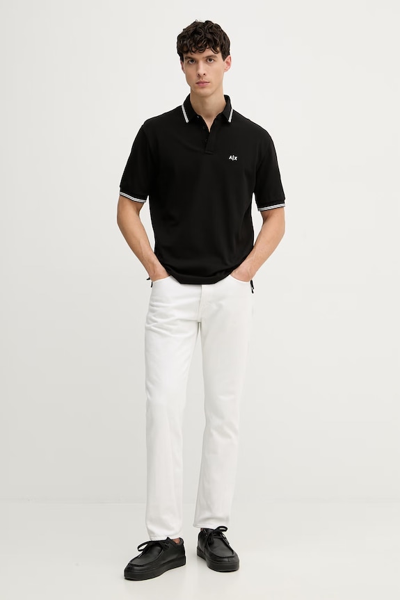 Armani Exchange polo tričko pánske bavlnené s elastanom XM001287.AF17321.NOS čierna AA00