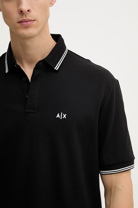 Armani Exchange polo tričko pánske bavlnené s elastanom XM001287.AF17321.NOS čierna