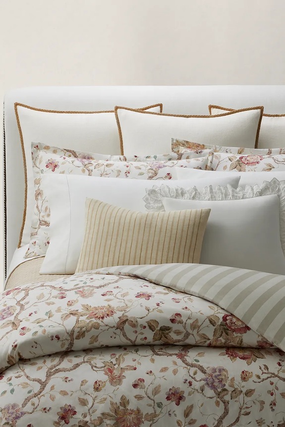 Salon i sypialnia Ralph Lauren poszwa na kołdrę bawełniana ELSIE Cream 140 x 200 cm 1048049 multicolor