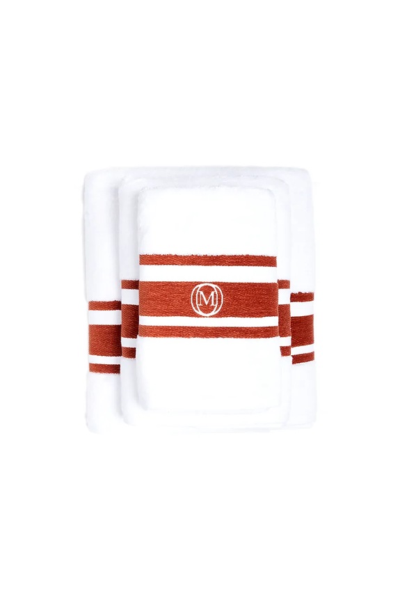 Fürdőszoba Officine Monogram közepes méretű pamut törölköző Monogram Linea 50 x 100 cm MLHAND04 barna