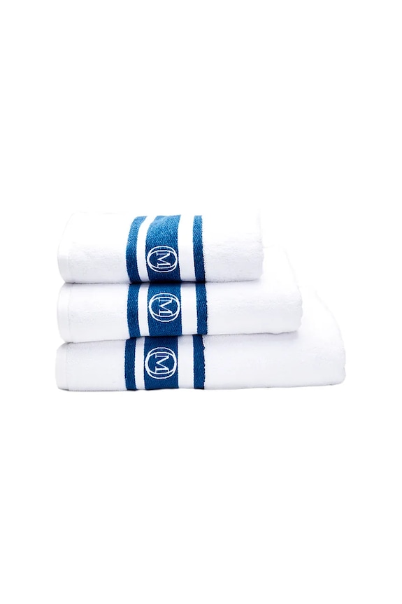 Baie Officine Monogram prosop mic de bumbac Monogram Linea 50 x 100 cm MLHAND01 turcoaz