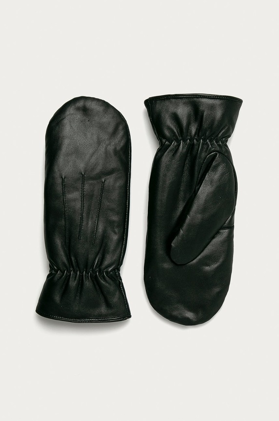 Pieces Rękawiczki skórzane skóra licowa czarny 17097316