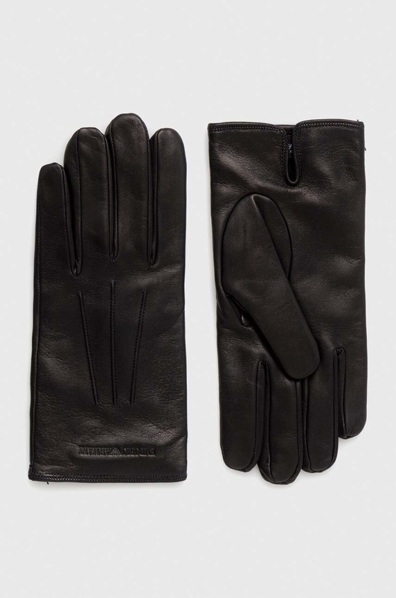 Kožené rukavice Emporio Armani usňová koža čierna 624139.CC203.NOS