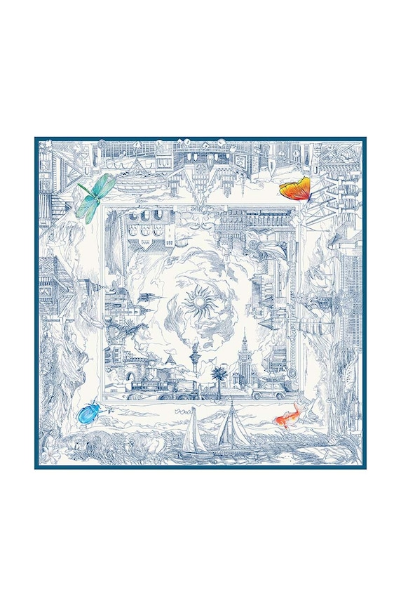 Hodvábna šatka Lilou hodváb modrá APASZKA/SILK/BLUE/90