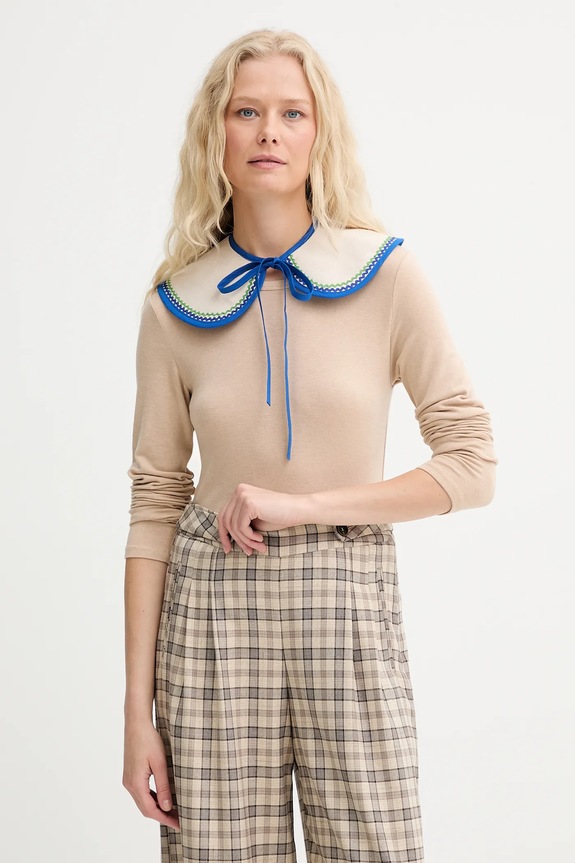 Ozdobný džínsový golier Renewed creative upcycling bavlna béžová denim.collar.upc