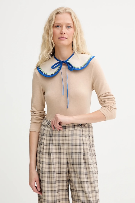 Ozdobný džínsový golier Renewed creative upcycling bavlna béžová denim.collar.upc