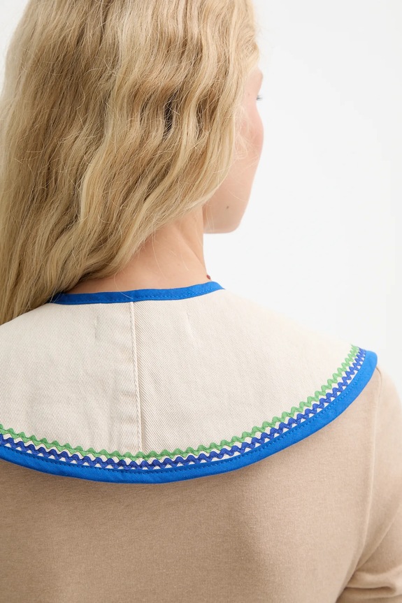 Ozdobný džínsový golier Renewed creative upcycling béžová denim.collar.upc