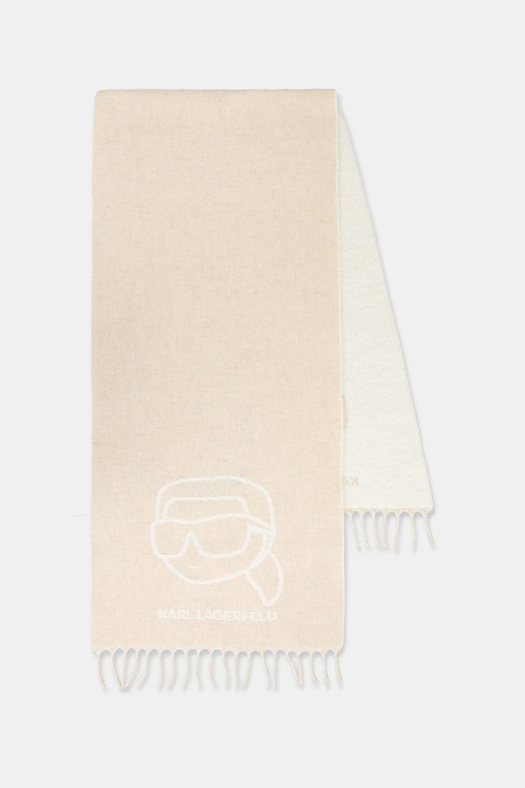 Šal s dodatkom vune Karl Lagerfeld IKON tkanina bež A4W33051