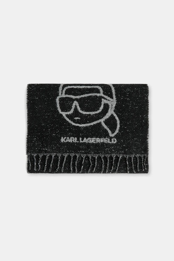 Šal s dodatkom vune Karl Lagerfeld IKON A4W33051 crna AA00