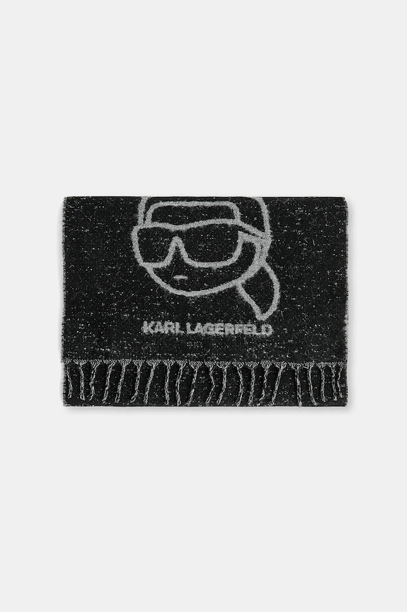 Κασκόλ με προσθήκη μαλλιού Karl Lagerfeld IKON A4W33051 μαύρο AA00