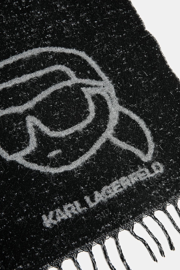 Αξεσουάρ Κασκόλ με προσθήκη μαλλιού Karl Lagerfeld IKON A4W33051 μαύρο