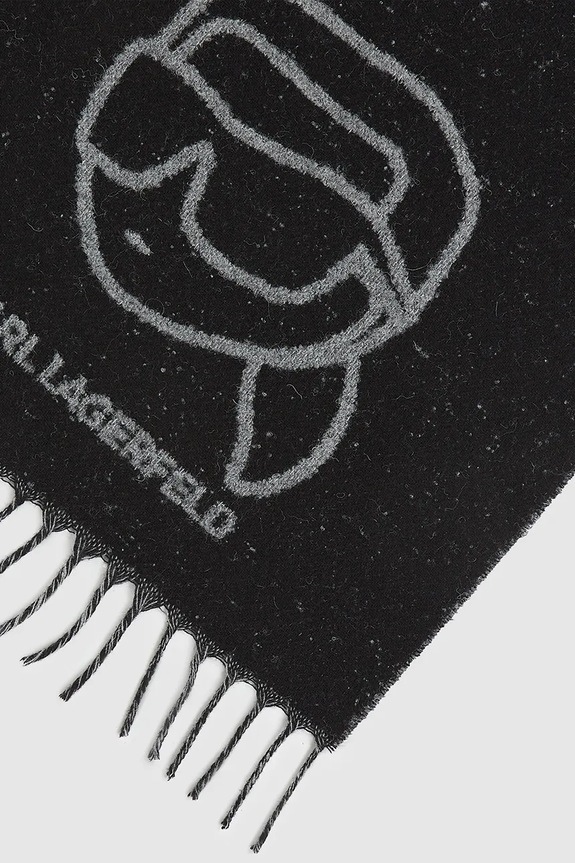 Šal s dodatkom vune Karl Lagerfeld IKON A4W33051 crna