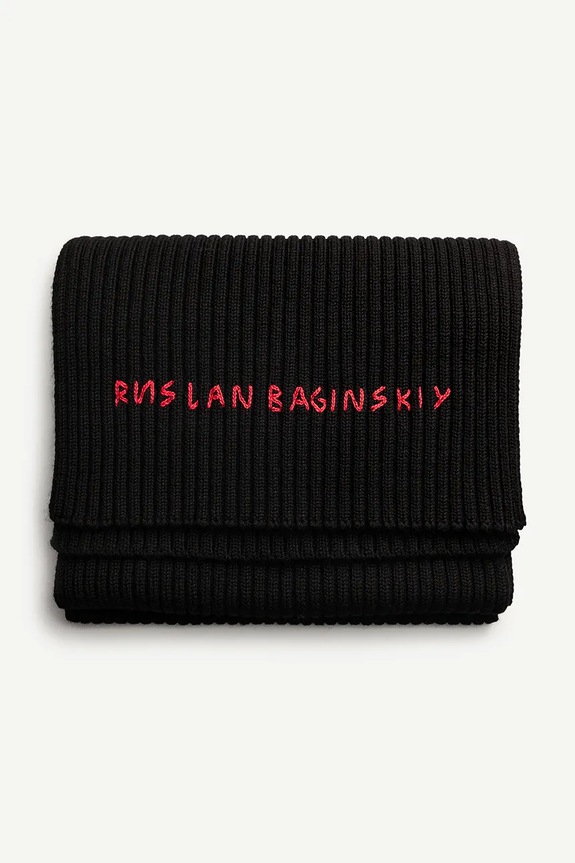 Μάλλινο κασκόλ Ruslan Baginskiy Ruslan Baginskiy Logo-embellished Baker Boy Cap μαλλί μαύρο SKR033/034.MW.FL.CD24