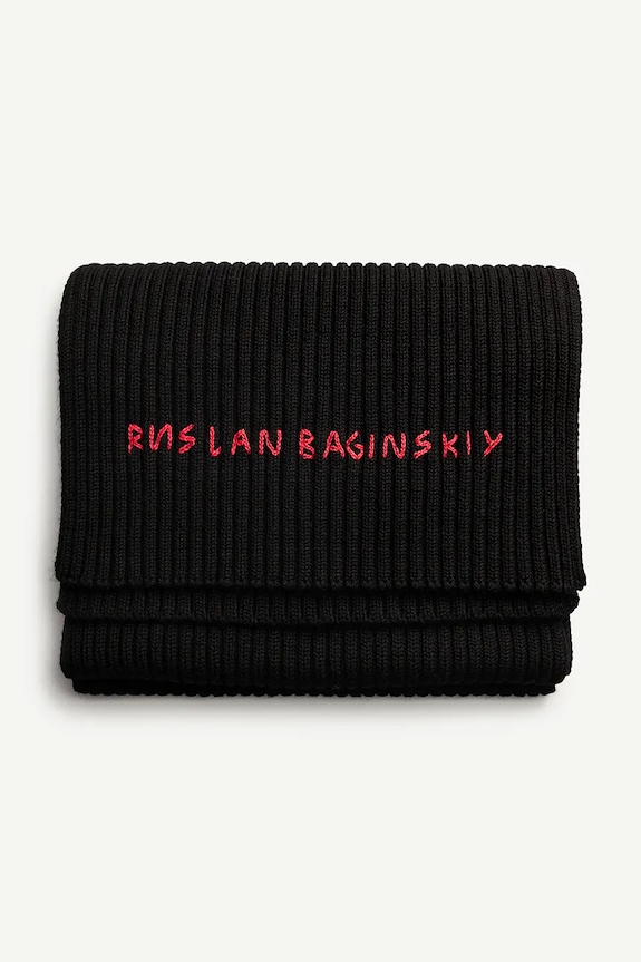 Μάλλινο κασκόλ Ruslan Baginskiy Ruslan Baginskiy Logo-embellished Baker Boy Cap μαλλί μαύρο SKR033/034.MW.FL.CD24