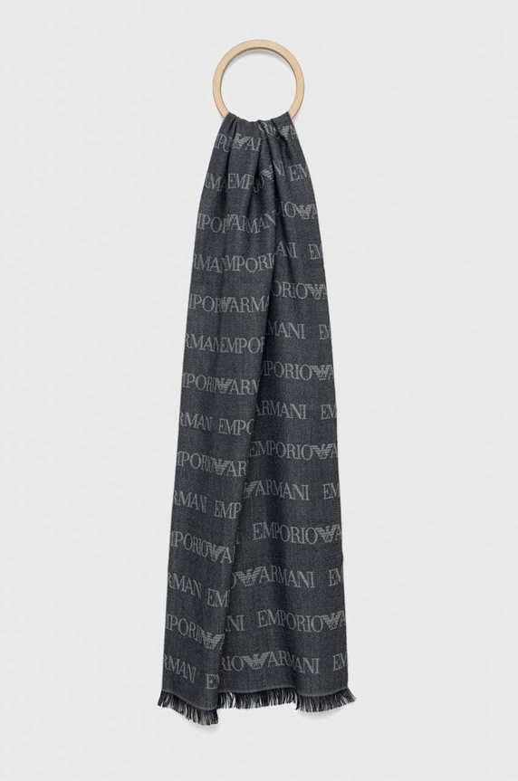 Dugi vuneni šal Emporio Armani vuna mornarsko plava 625060.CC786.NOS
