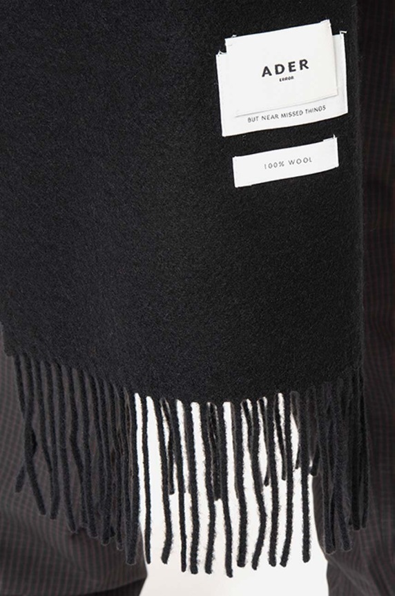 Ader Error eșarfă de lână Muffler negru BLAFWMF01BK