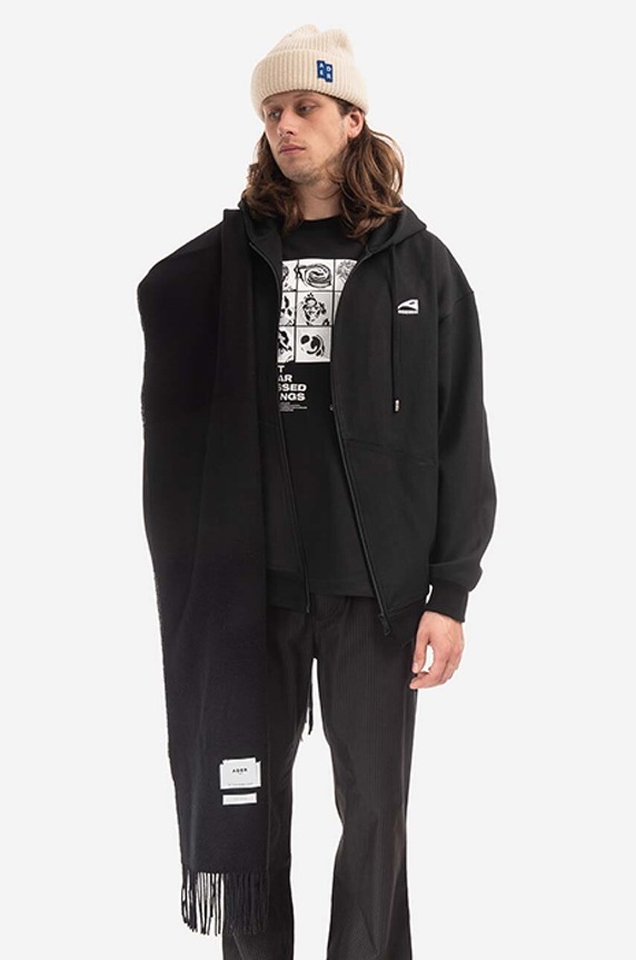 Ader Error eșarfă de lână Muffler BLAFWMF01BK negru