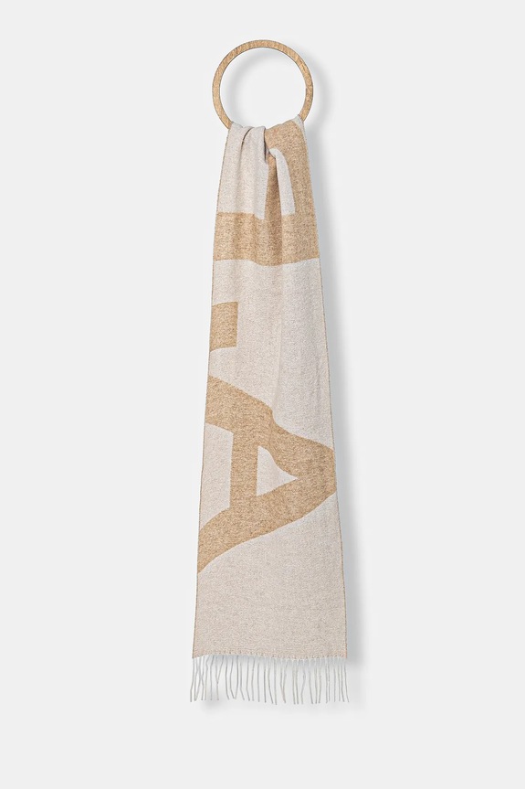 A.P.C. esarfa de lana cu modele bej WOAOV.M15176