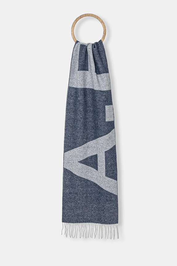 Kratki vuneni šal A.P.C. vuna plava WOAOV.M15176
