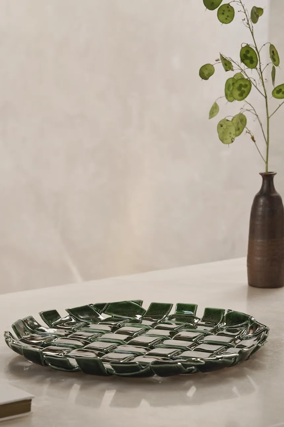 Dekoračný tanier ferm LIVING Plait 1104269919 zelená AA00