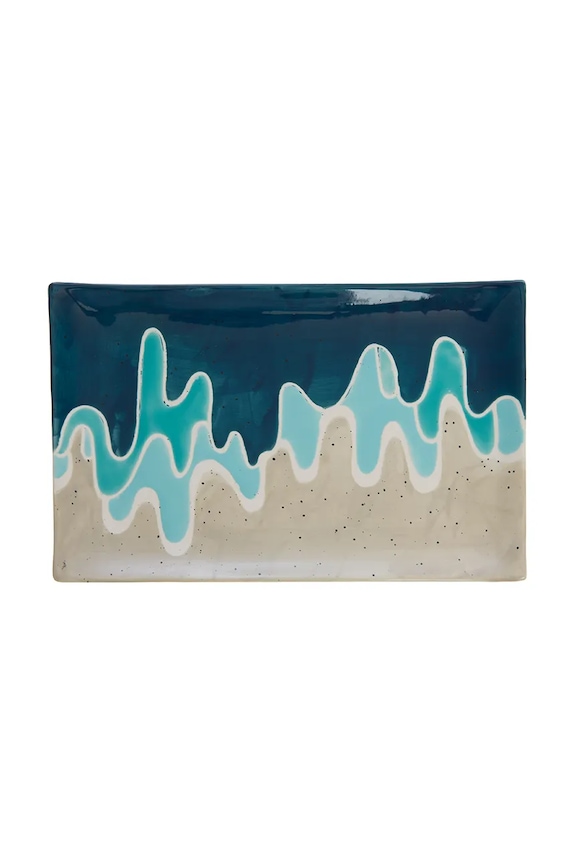 home & lifestyle talerz do serwowania 3 x 32 x 20 cm niebieski 167512